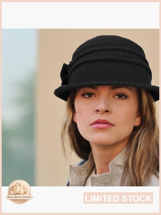 Wool Cloche Hat Winter Bucket Hat 1920s Vintage Floral Fedoras Headpiece main image 5